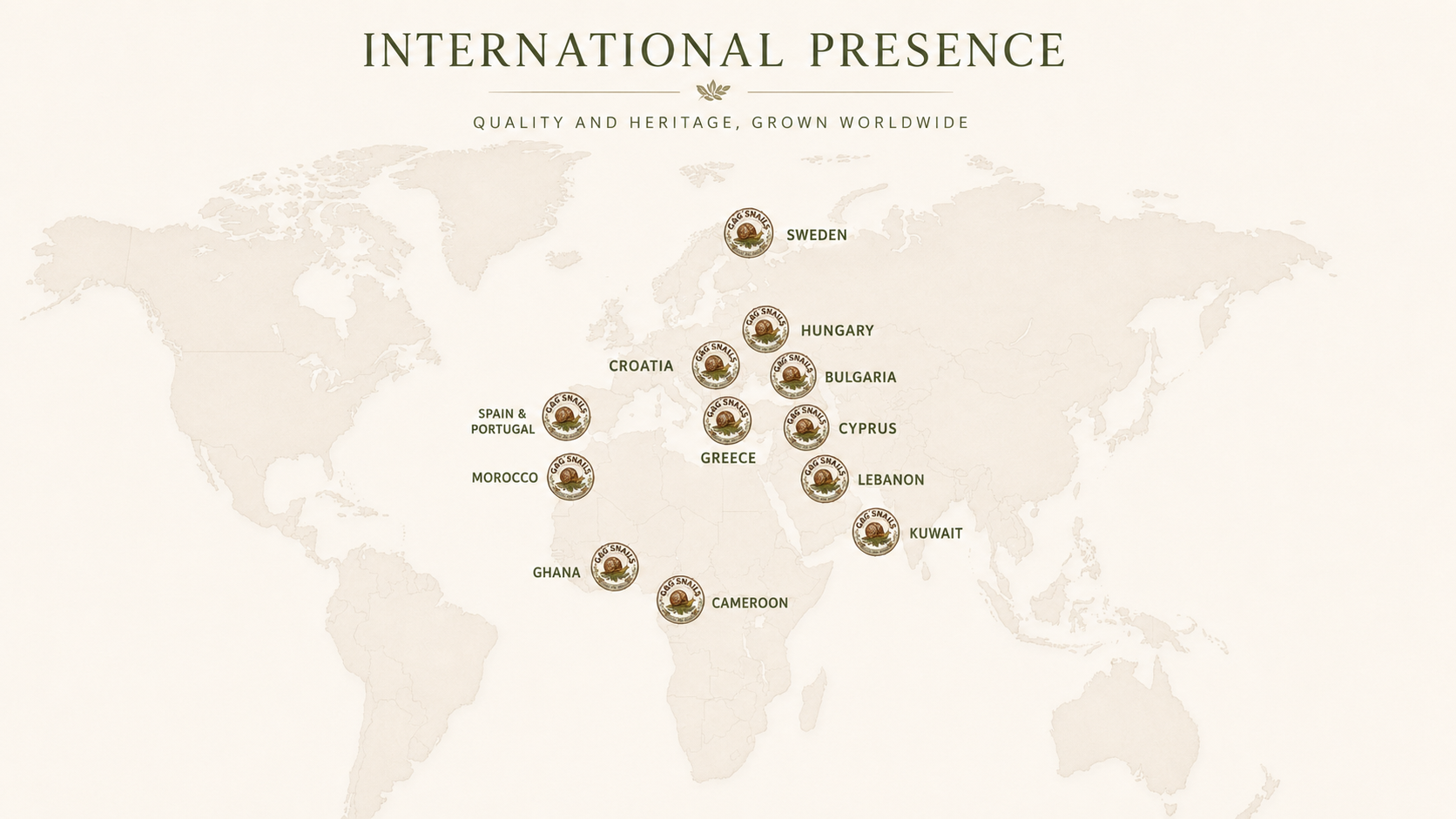 Mapa de presencia internacional de G&G Snails